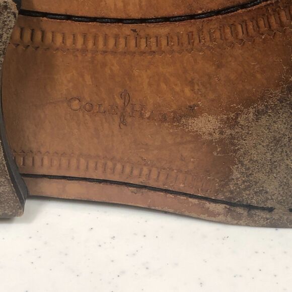 Cole Haan Oxford Men 10.5 3E Wide Burgundy Leather Lace Up Split Toe Dress Shoe - Picture 5 of 11